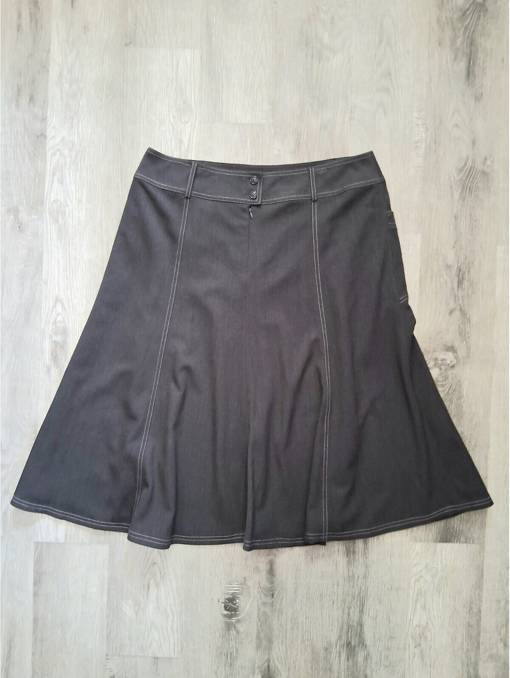 Conrad C Proportion Petite Size 16 Black Gray Contrast Stitch Skirt Suit Set - Picture 6 of 15